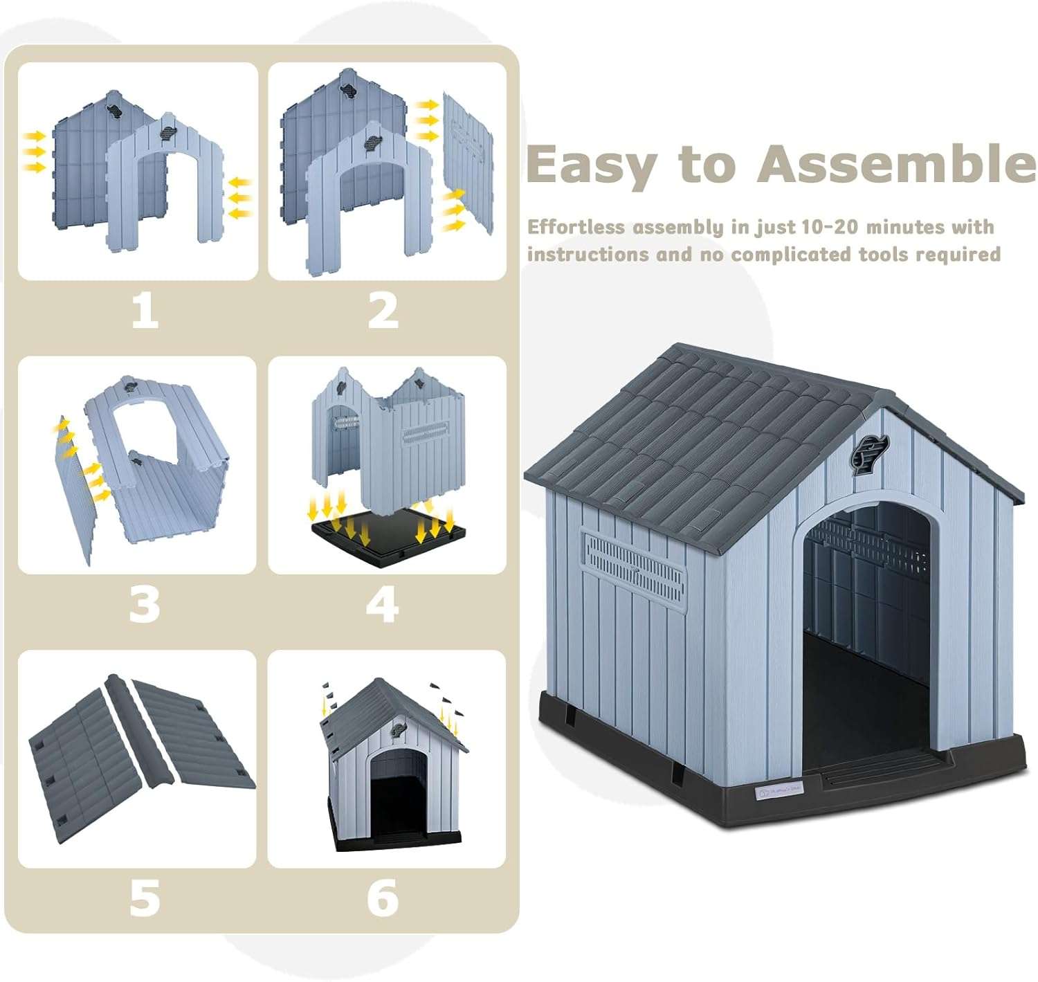 Casa De Perros Exterior Plástico Ventilada Impermeable Polipropileno - Imagen 2