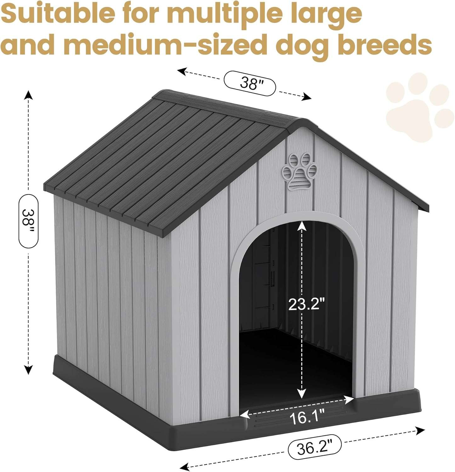 casa de plastico perros grandes exterior impermeable suelo elevado 92x97x97 centimetros ideal para chile