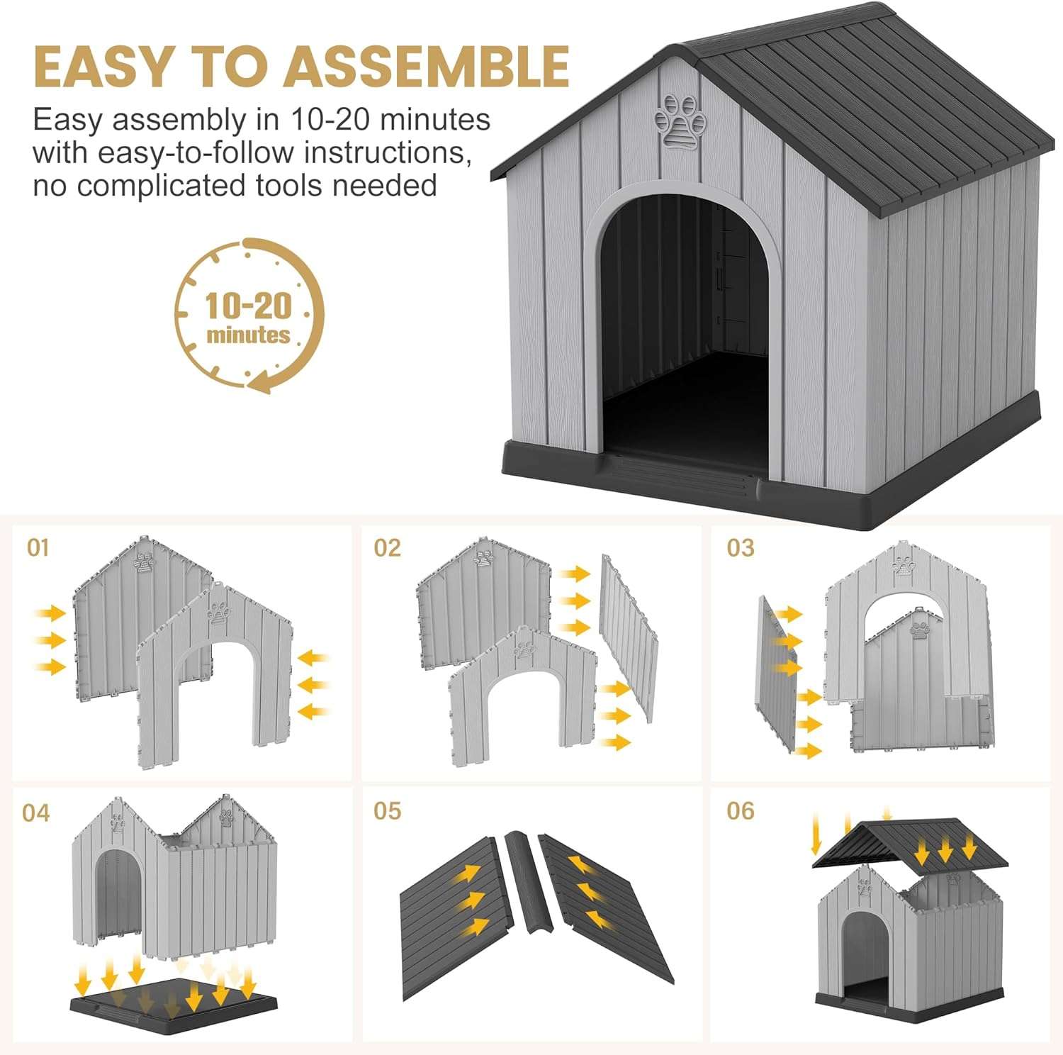 casa de plastico perros grandes exterior impermeable suelo elevado 92x97x97 centimetros ideal para chile