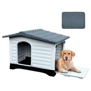casa de plastico perros exterior dos puertas terraza base elevada 111x84x80 centimetros ideal para chile