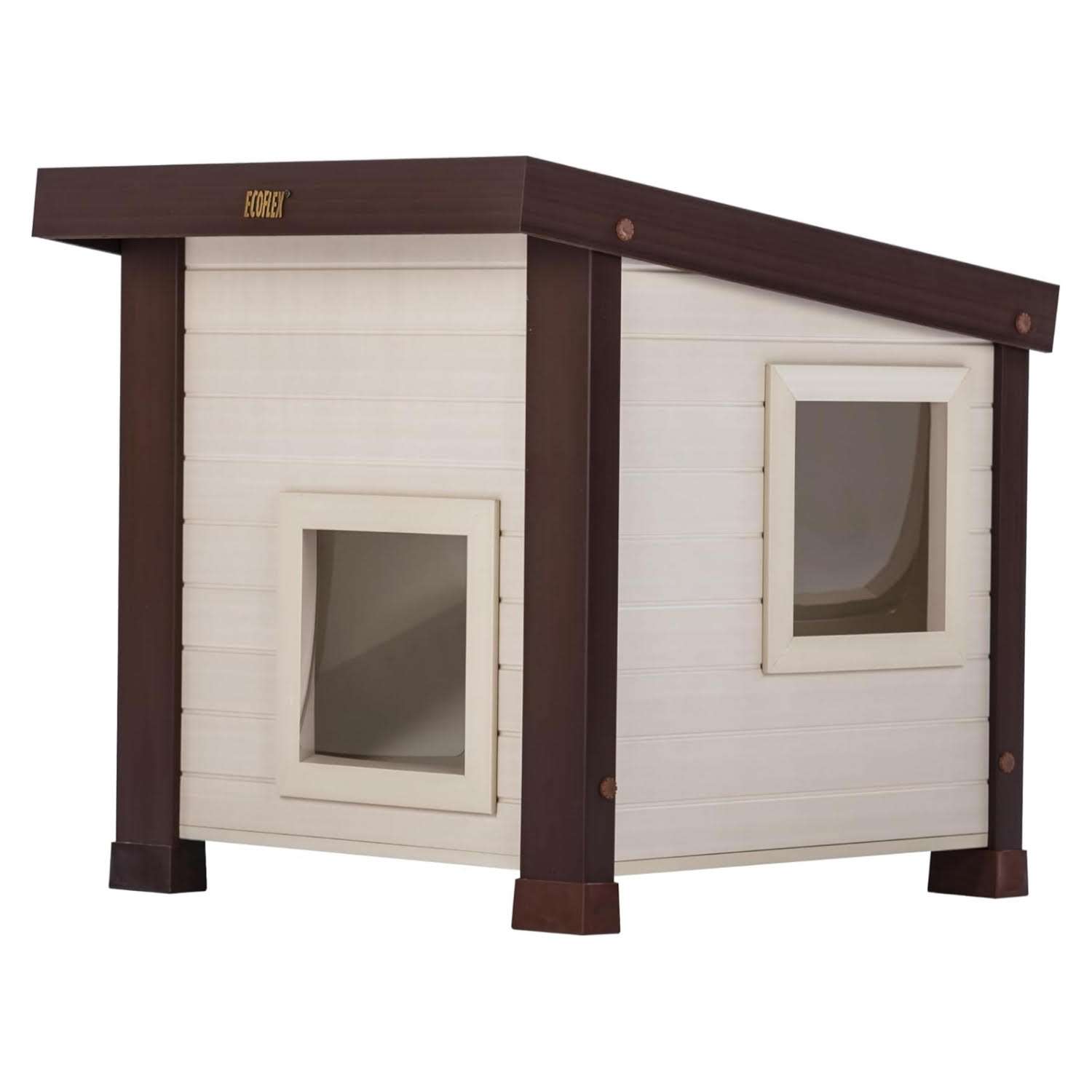 casa para gatos exterior refugio aire libre ecoflex doble puerta 56x50x52 centimetros ideal para chile