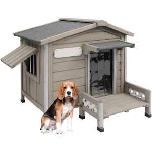 casa de madera perros exterior estructura metal antimordidas techo asfalto ideal para chile