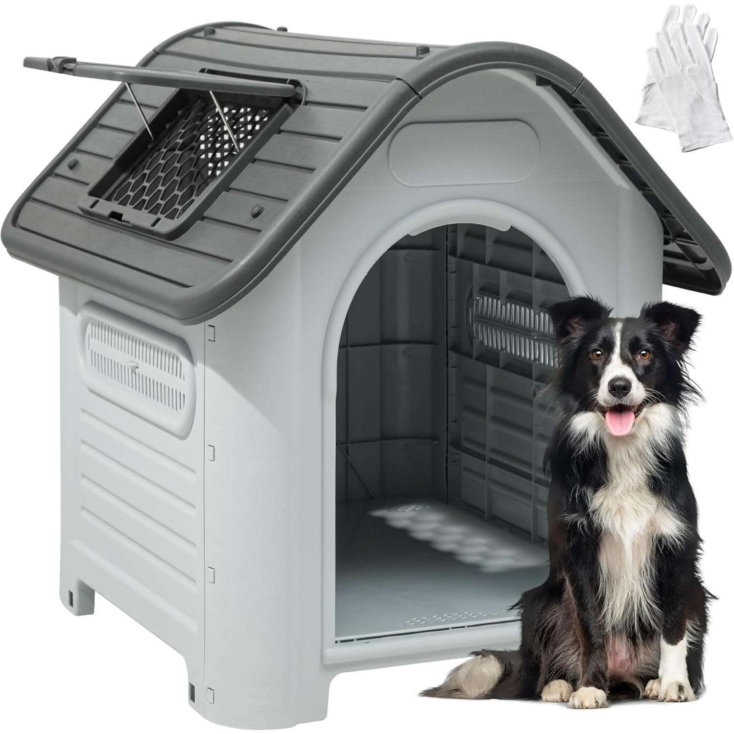 casa de plastico perros medianos exterior impermeable tragaluz base elevada 87x72x75 centimetros ideal para chile