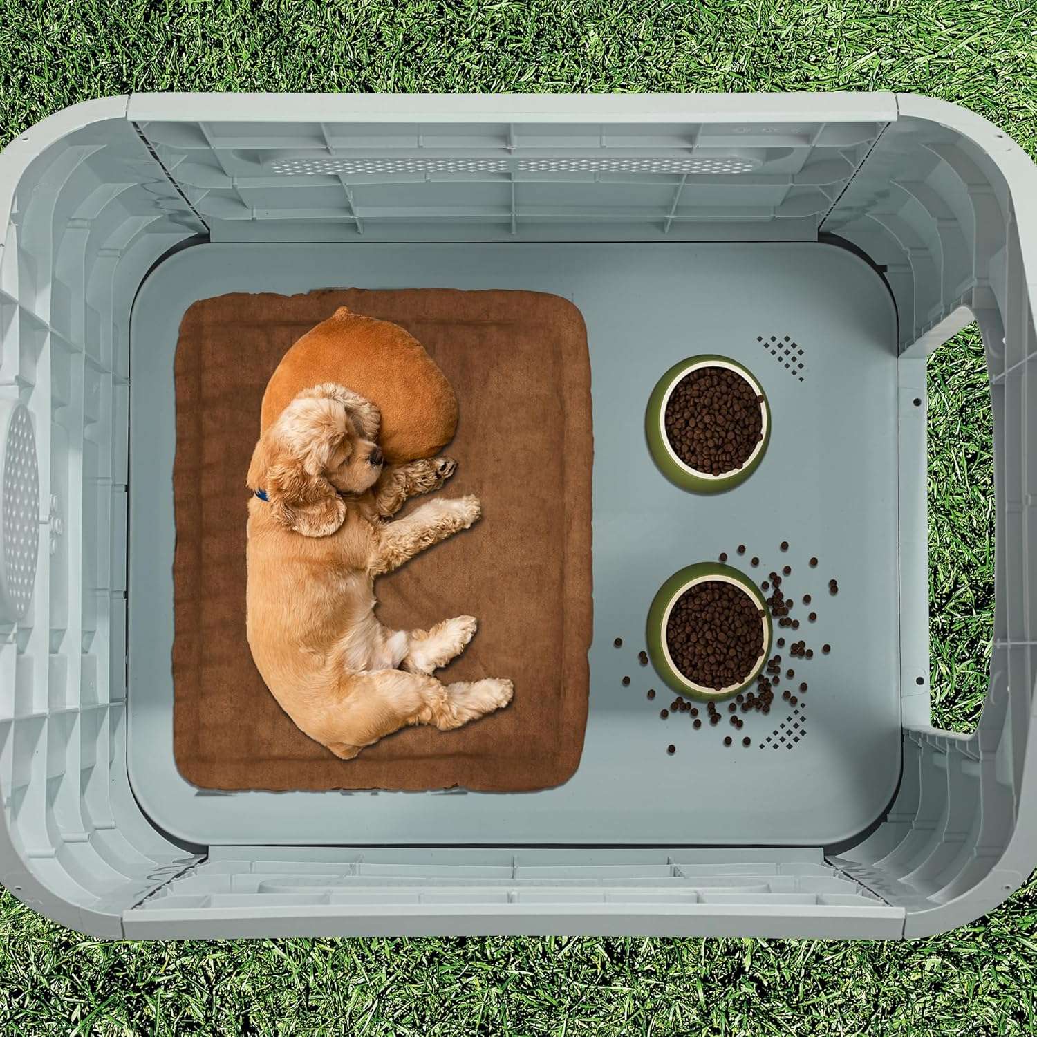 casa de plastico perros medianos exterior impermeable tragaluz base elevada 87x72x75 centimetros ideal para chile