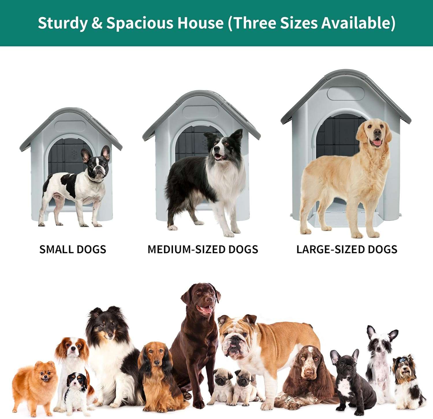 casa de plastico perros medianos exterior impermeable tragaluz base elevada 87x72x75 centimetros ideal para chile