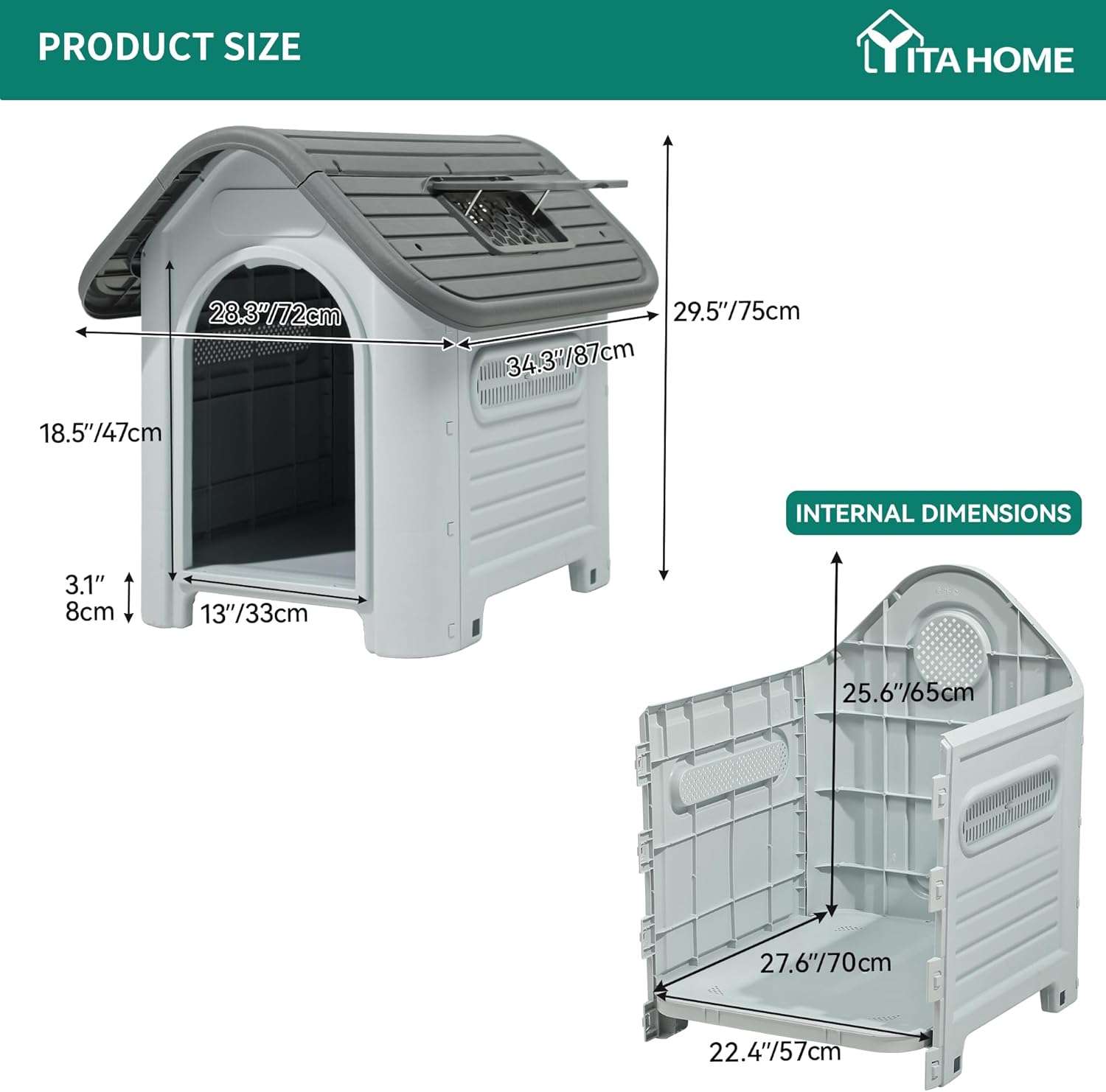 casa de plastico perros medianos exterior impermeable tragaluz base elevada 87x72x75 centimetros ideal para chile