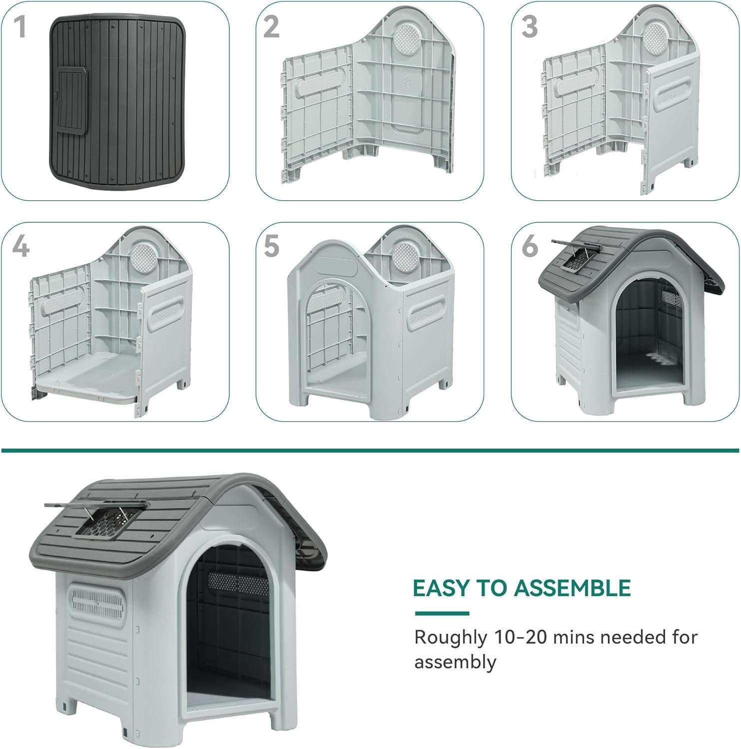 casa de plastico perros medianos exterior impermeable tragaluz base elevada 87x72x75 centimetros ideal para chile
