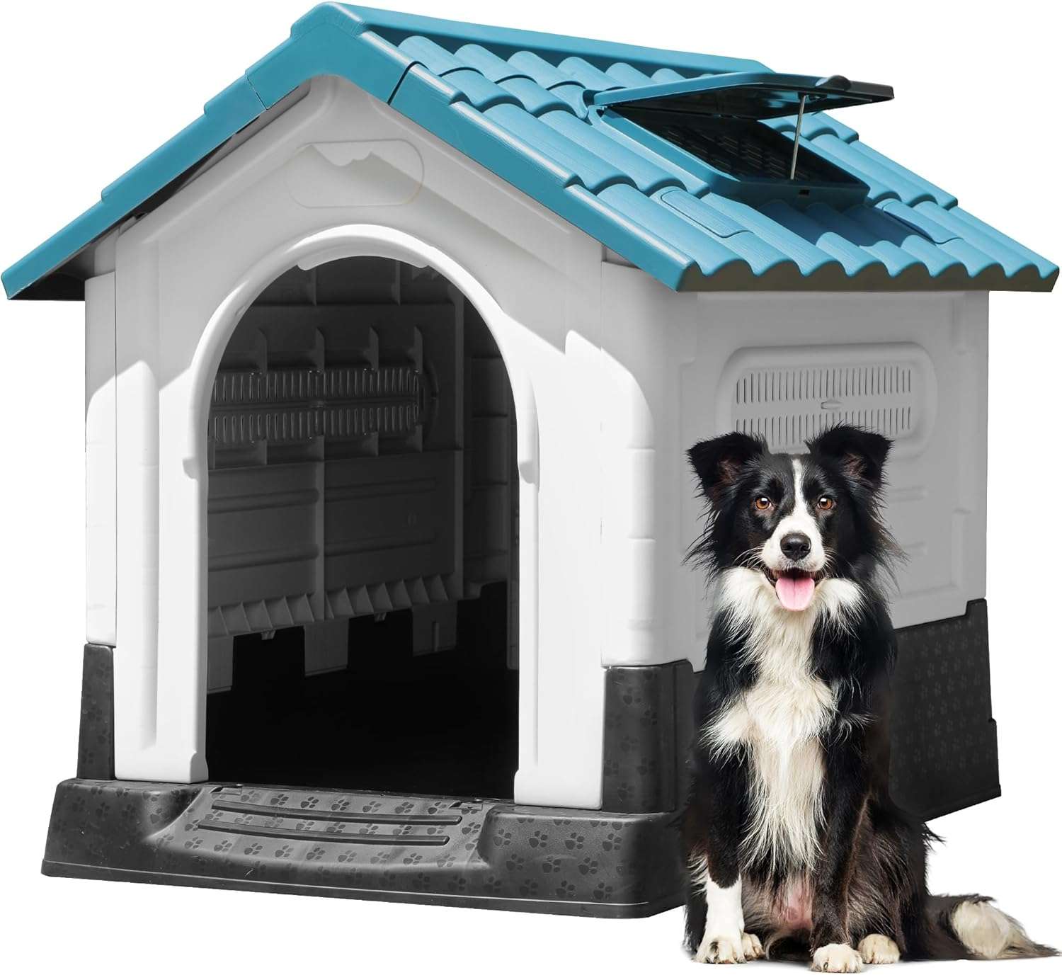 casa de plastico perros medianos exterior impermeable tragaluz base elevada 87x72x75 centimetros ideal para chile