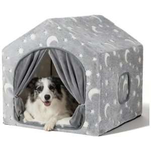 Casa carpa de interior para perros con diseño luminoso, cojín reversible y estructura de PVC.