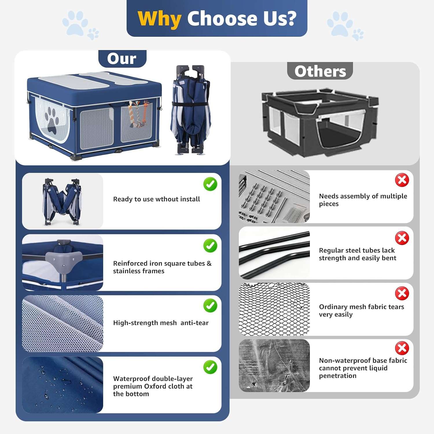 corralito plegable para perros loobani bolso transporte tela oxford 110x110x69 centimetros interior exterior ideal para chile