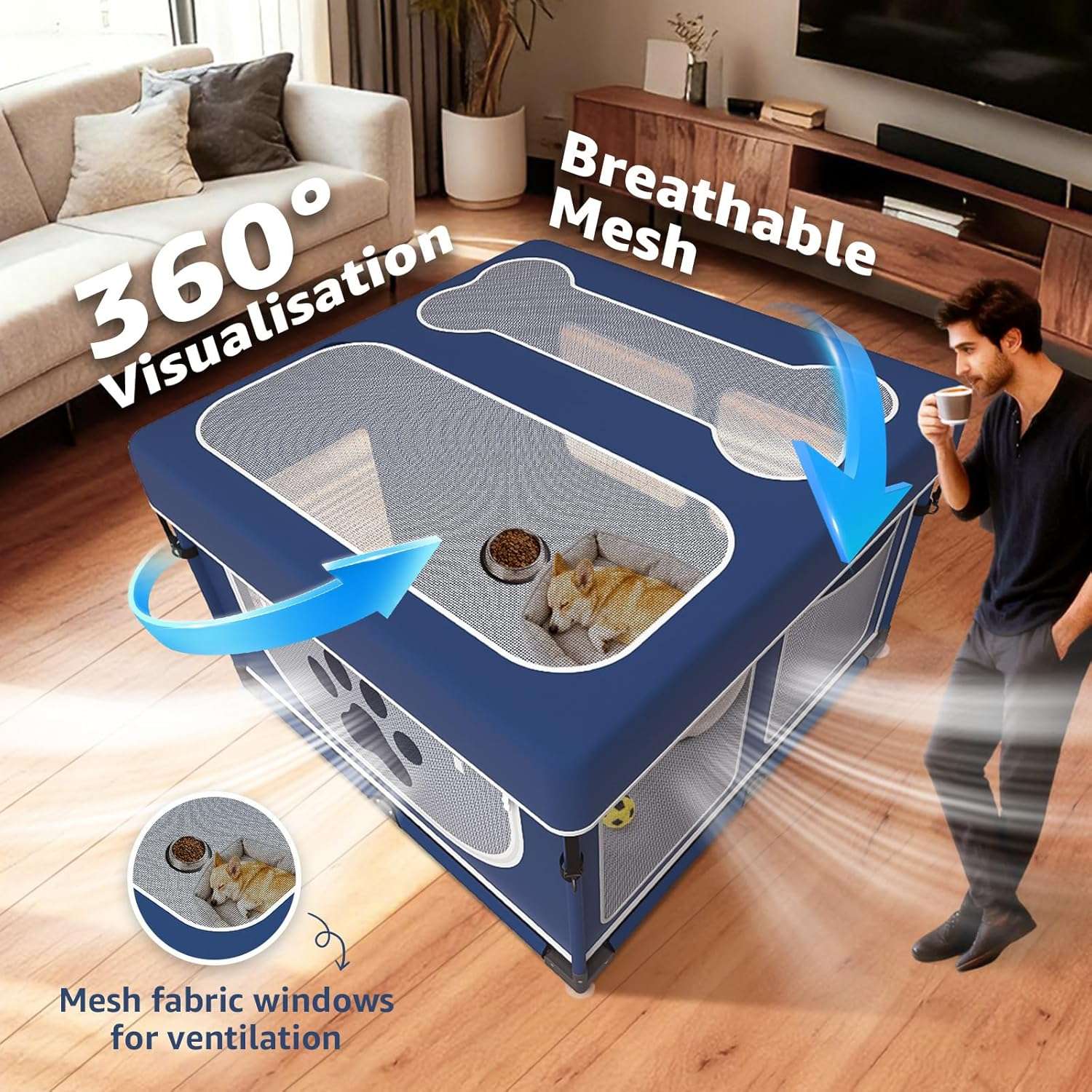 corralito plegable para perros loobani bolso transporte tela oxford 110x110x69 centimetros interior exterior ideal para chile