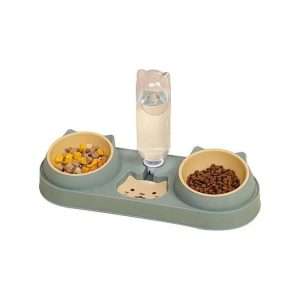 Comedero doble con dispensador de agua por gravedad para perros y gatos