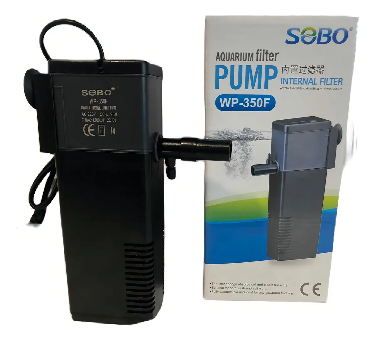 filtro interno acuario sobo wp 350f sumergible 1200 litros hora 25 watts oxigenador ideal para chile