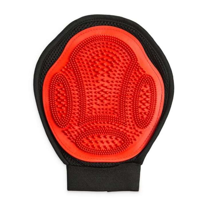 Guante masajeador y saca pelo de silicona para el aseo de perros y gatos.