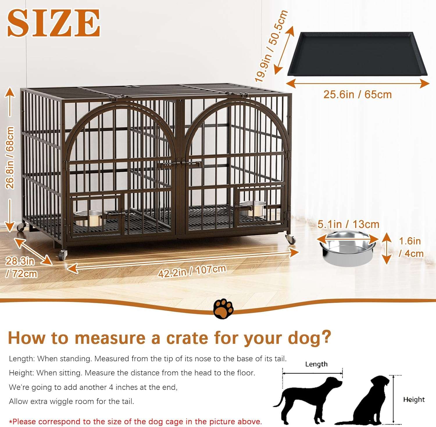 jaula metalica perros grandes dosker con divisor ruedas bandejas 107x69x73 centimetros ideal para chile