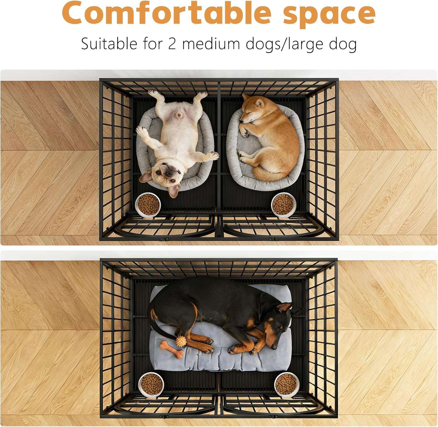 jaula metalica perros grandes dosker con divisor ruedas bandejas 107x69x73 centimetros ideal para chile