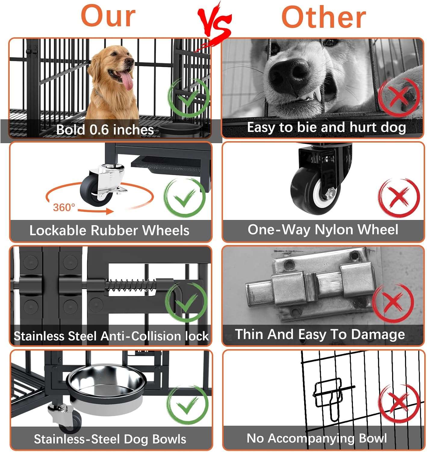 jaula metalica perros grandes dosker con divisor ruedas bandejas 107x69x73 centimetros ideal para chile