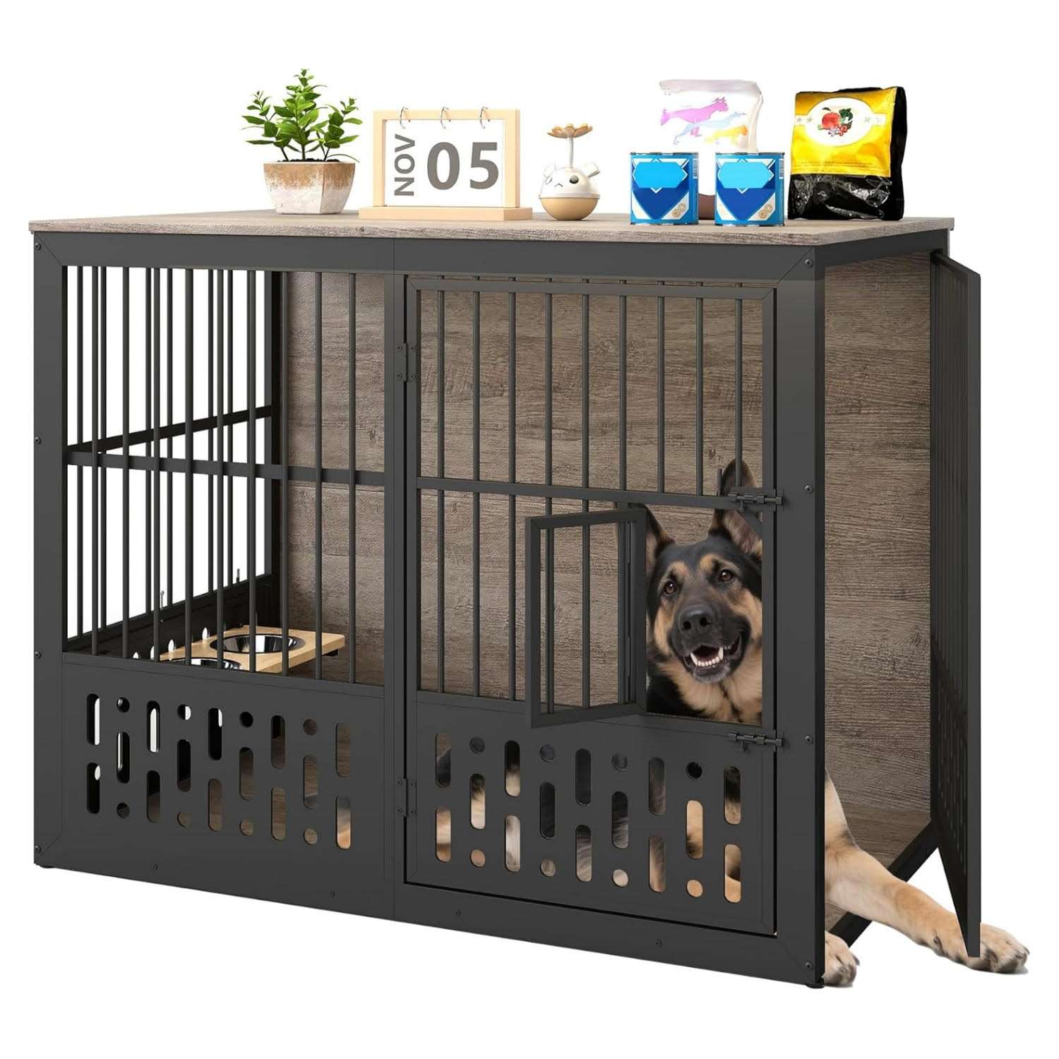 mueble jaula perros extra grande madera comederos ventana interactiva 120x72x95 centimetros interior ideal para chile