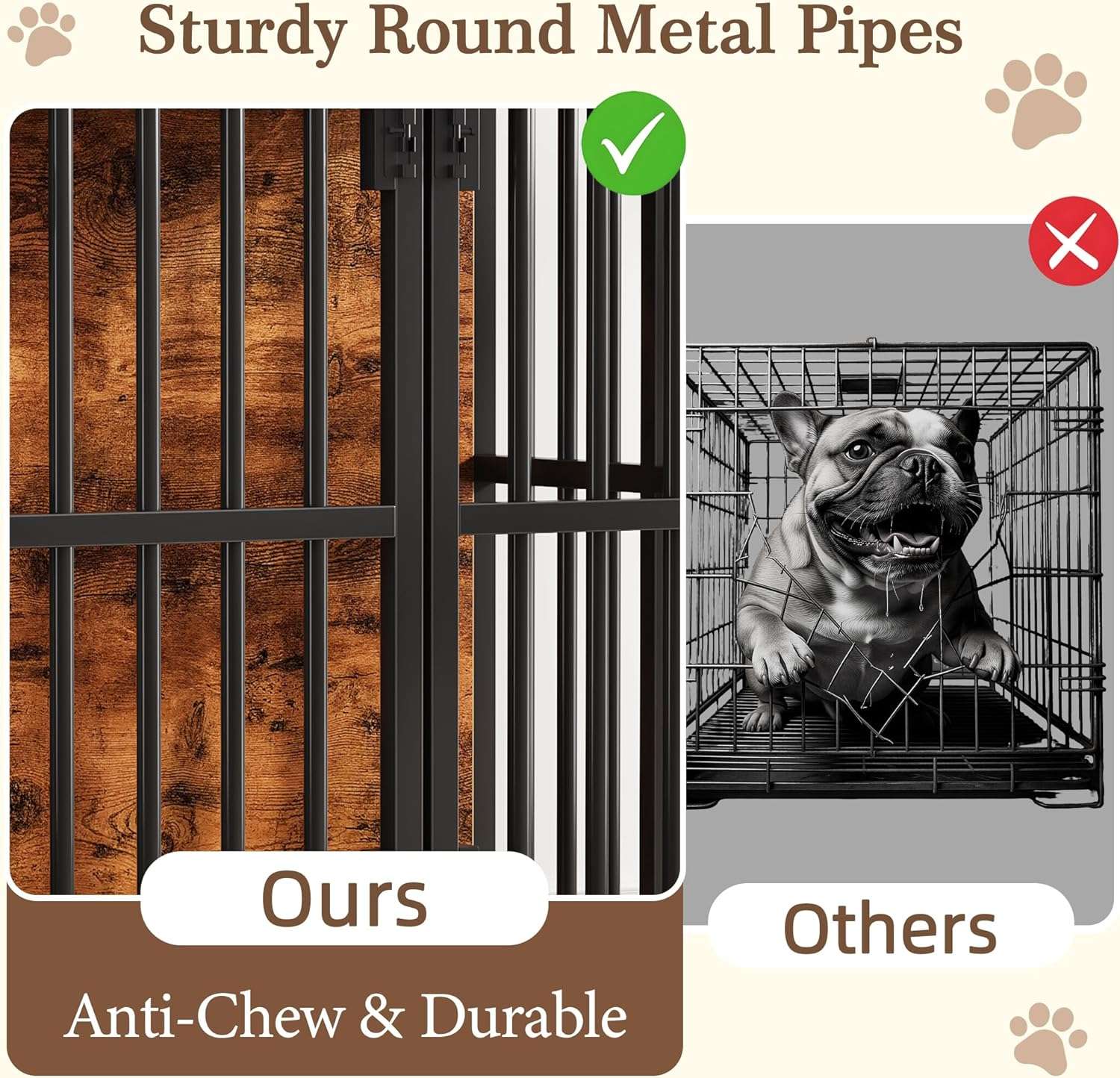 jaula mueble perros pequeños medianos interior madera acero comederos integrados bolsa almacenamiento 110x50x72 centimetros ideal para chile