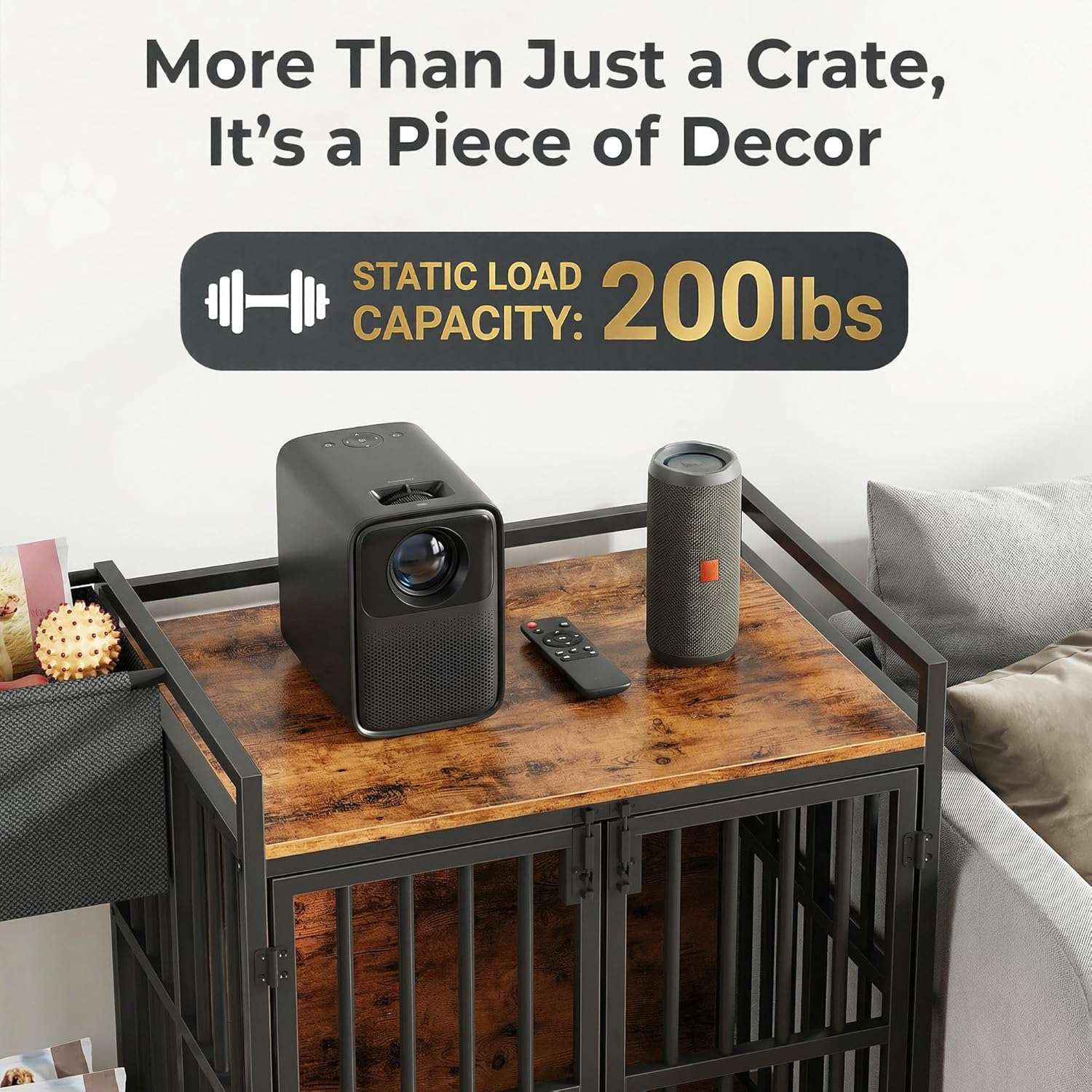 Jaula Mueble Para Perros Medianos Interior Con Comedero 110x50x72 cm - Imagen 8