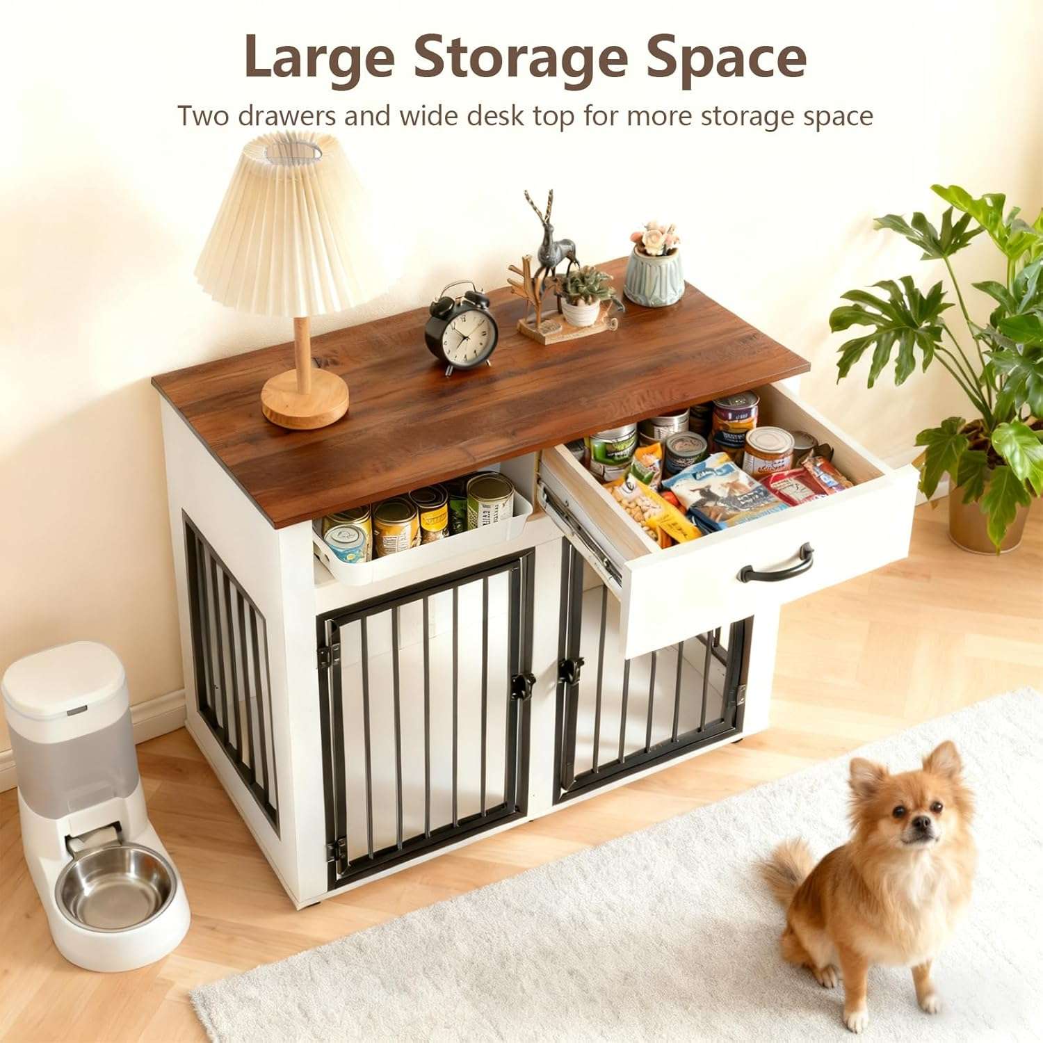 mueble jaula para perros grandes mesa auxiliar negra modular 95x60x86 centimetros sin herramientas ideal para chile