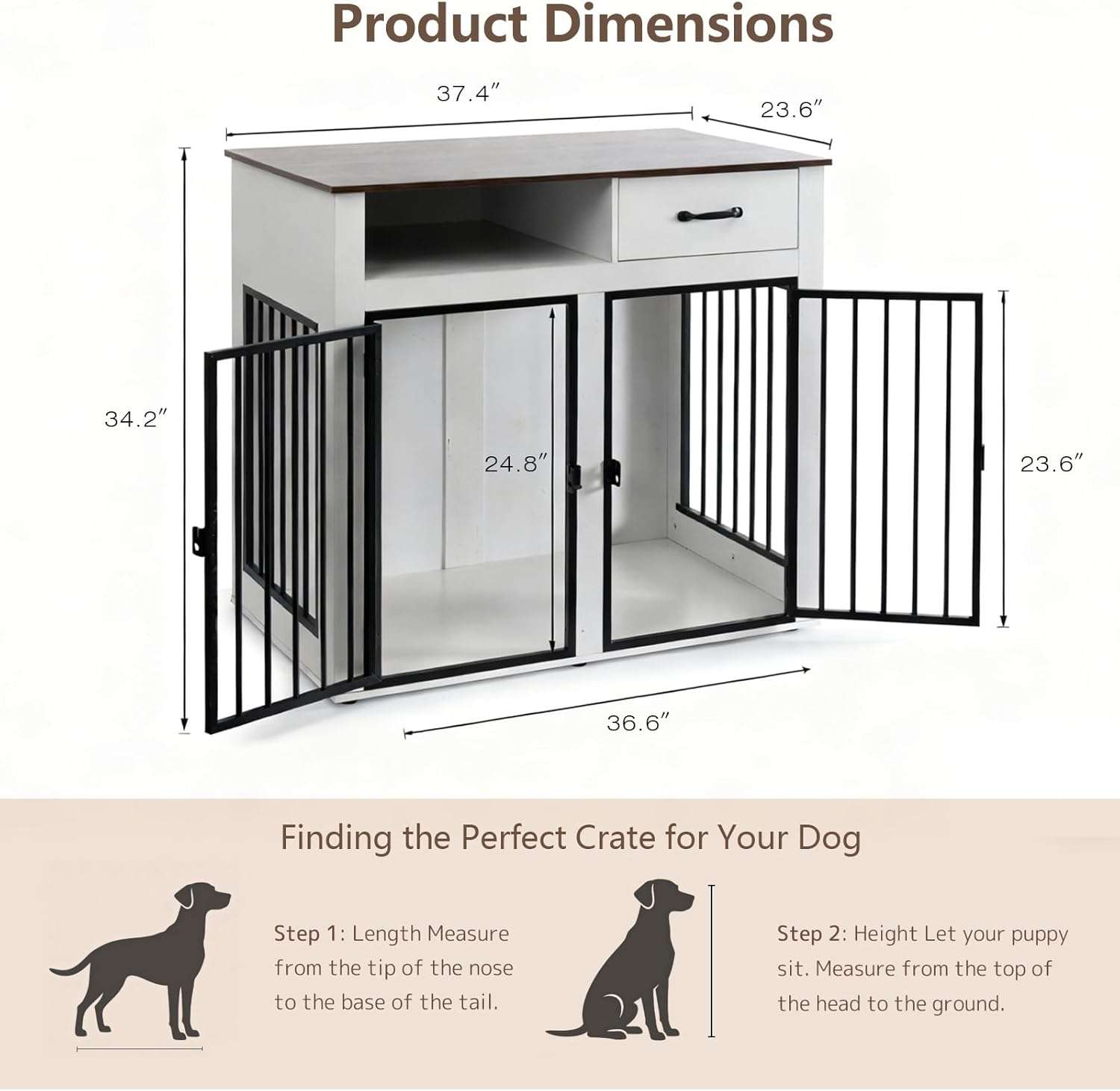 mueble jaula para perros grandes mesa auxiliar negra modular 95x60x86 centimetros sin herramientas ideal para chile