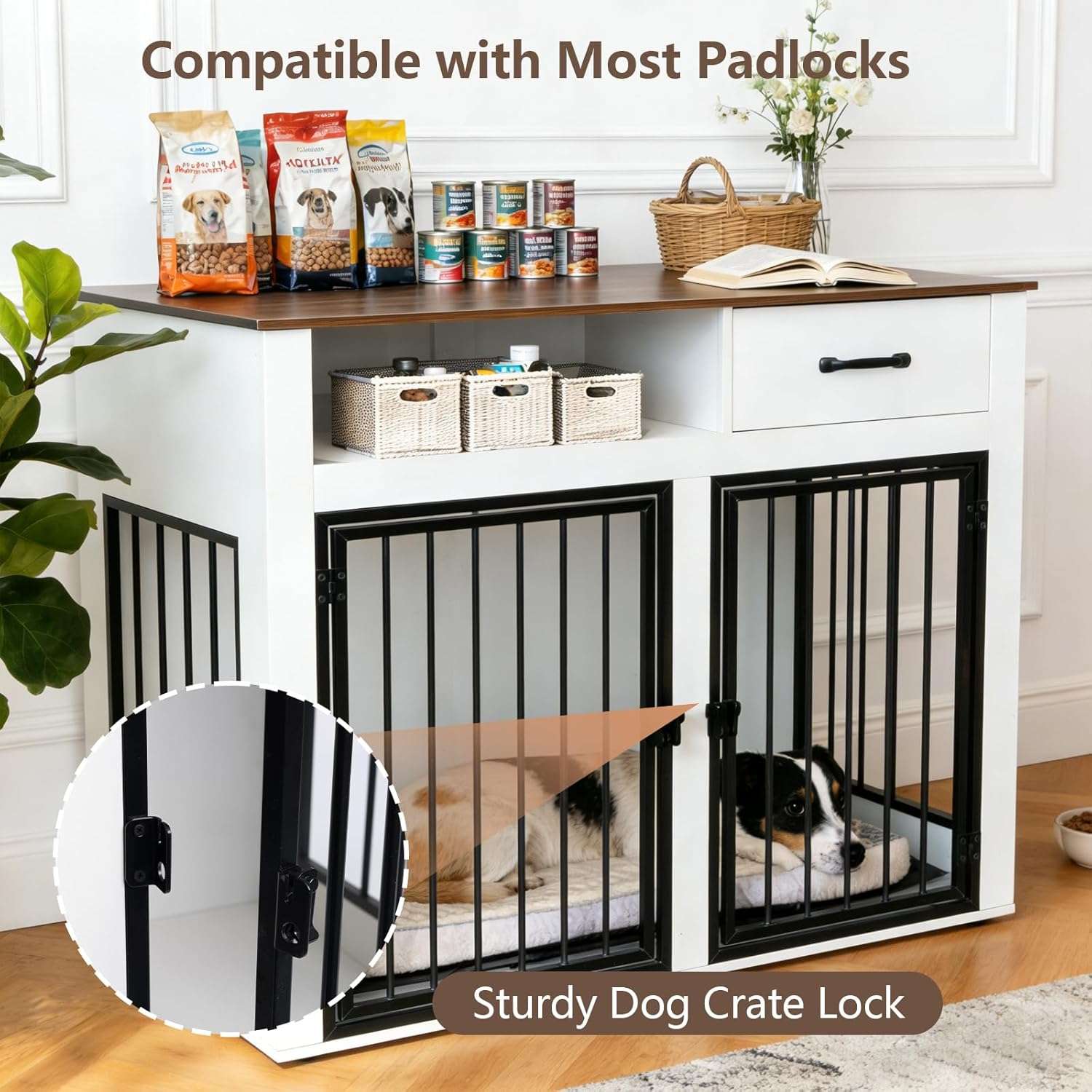 mueble jaula para perros grandes mesa auxiliar negra modular 95x60x86 centimetros sin herramientas ideal para chile