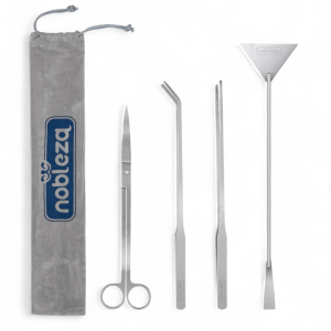 Kit de herramientas de acero inoxidable para acuario con pinzas tijeras y espatula