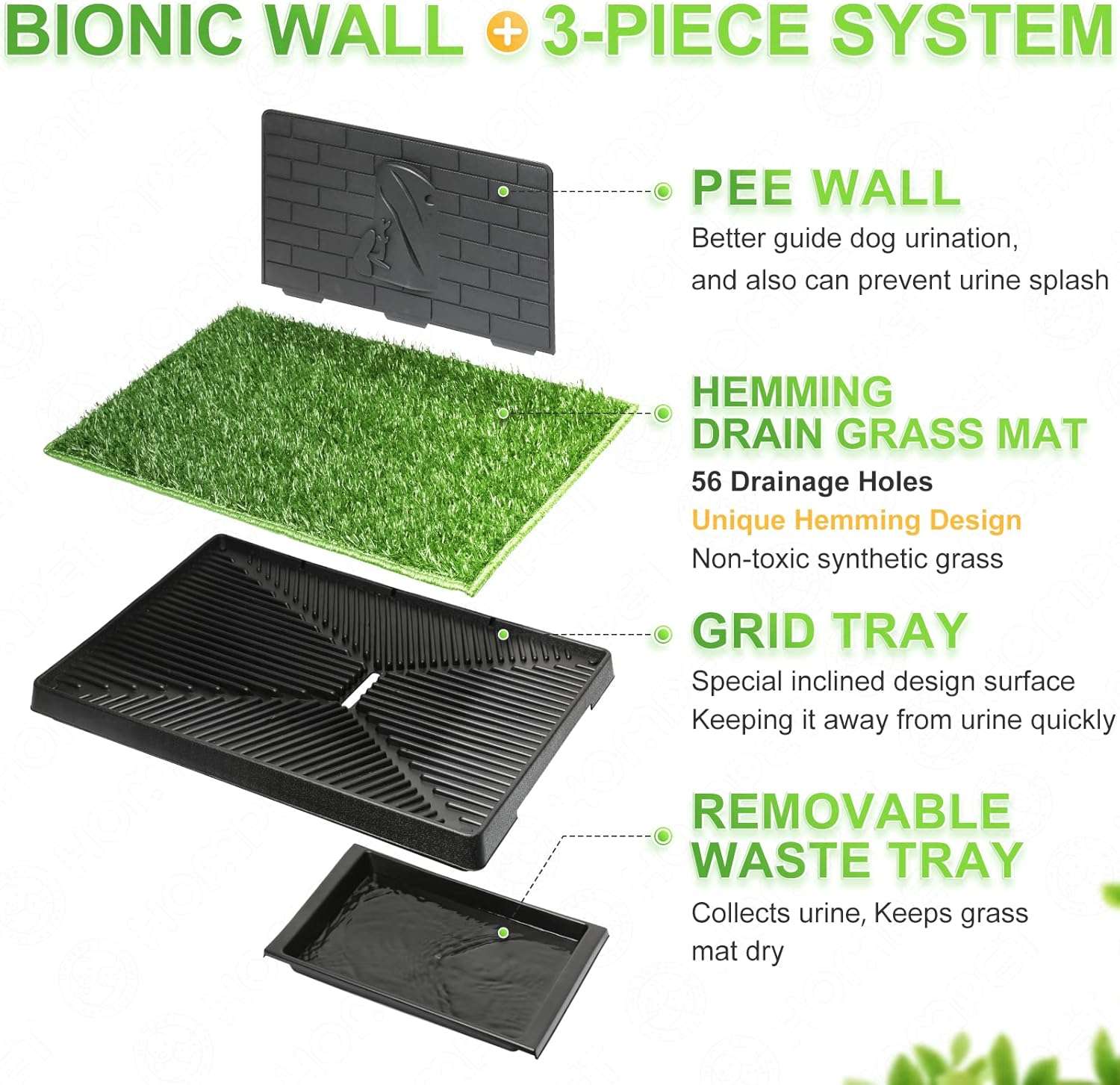 baño orinal perros interior pasto sintetico bandeja pared antisalpicaduras drenaje rapido 76x51x7 centimetros ideal para chile