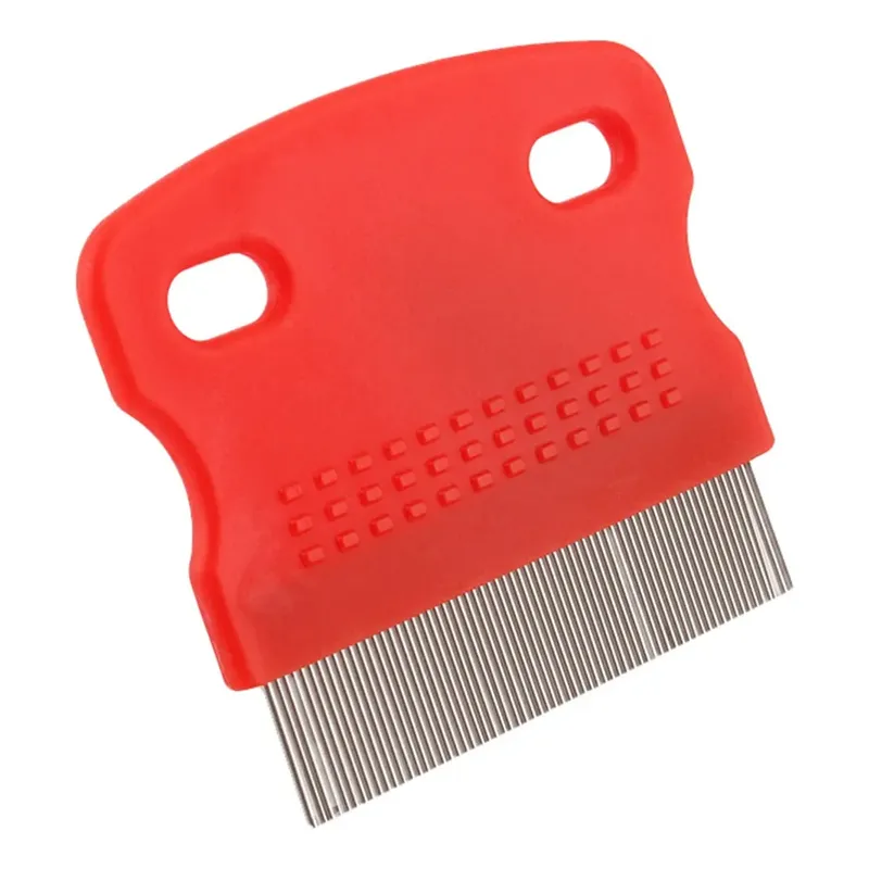 Peine saca pulgas y garrapatas de acero inoxidable para el aseo de perros y gatos.