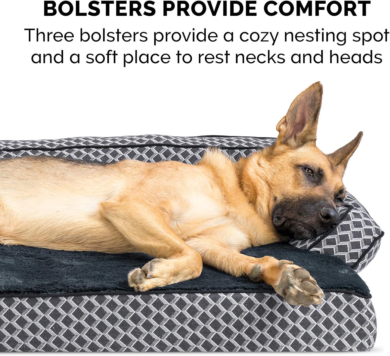 Cama ortopédica tipo sofá para perros de raza gigante con base de espuma sólida y funda lavable.