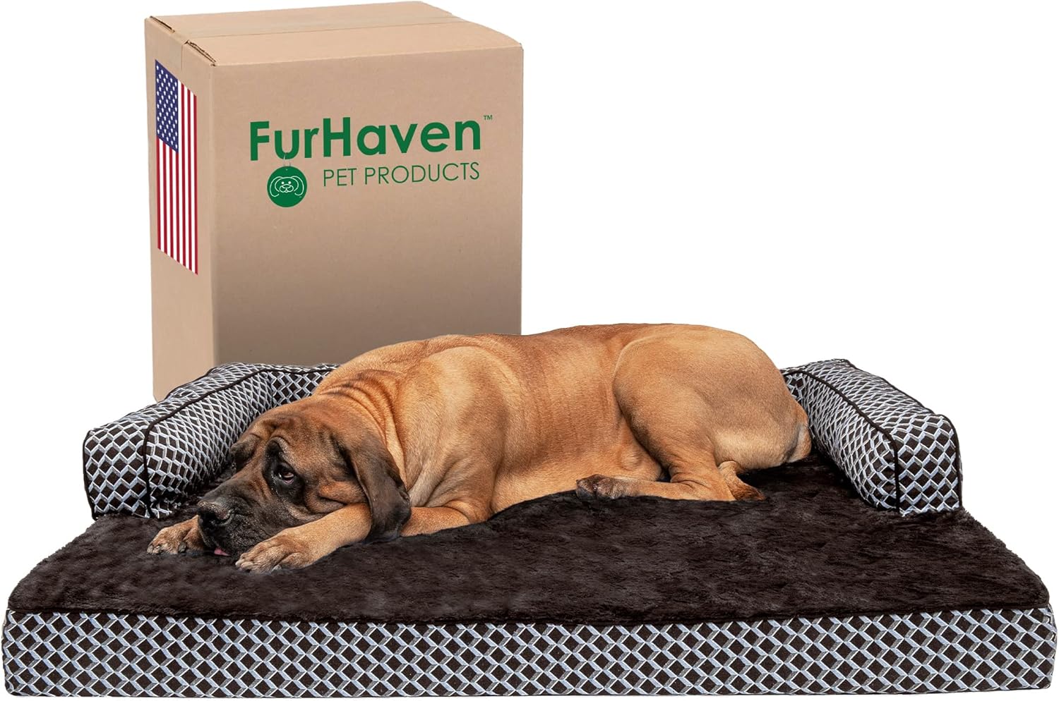 Cama ortopédica tipo sofá para perros de raza gigante con base de espuma sólida y funda lavable.