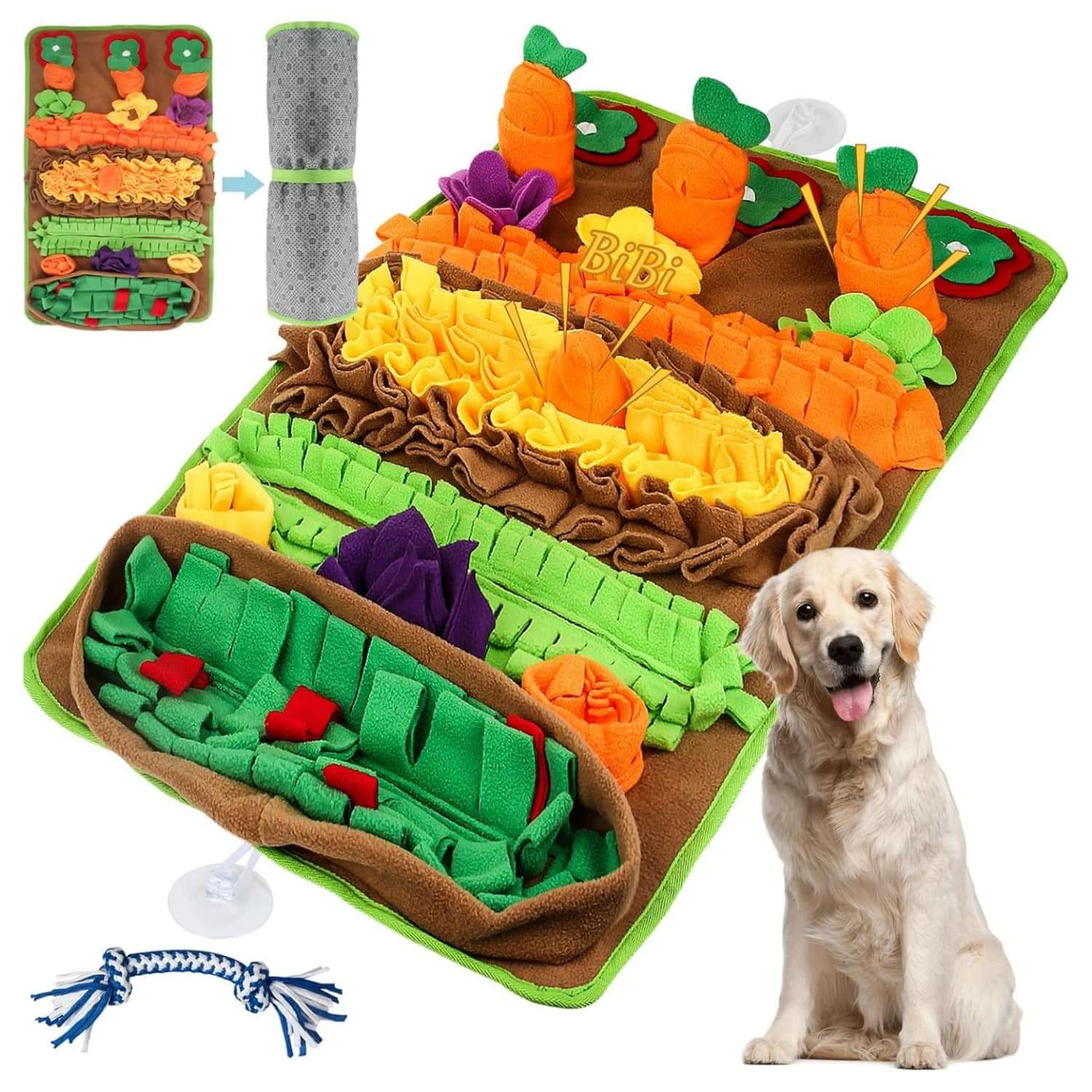 Alfombra de olfato grande interactiva con juegos de zanahoria y base antideslizante para perros.