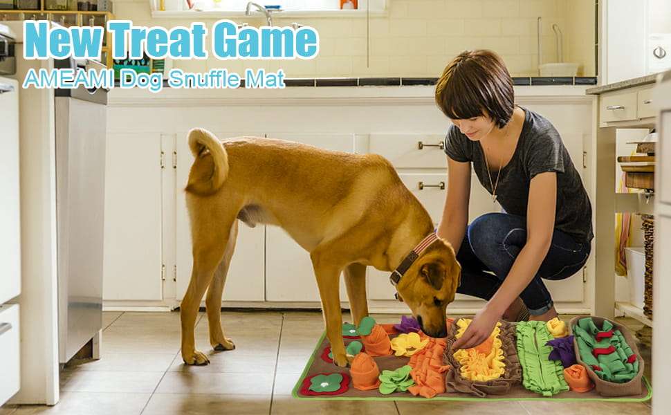 Alfombra de olfato grande interactiva con juegos de zanahoria y base antideslizante para perros.