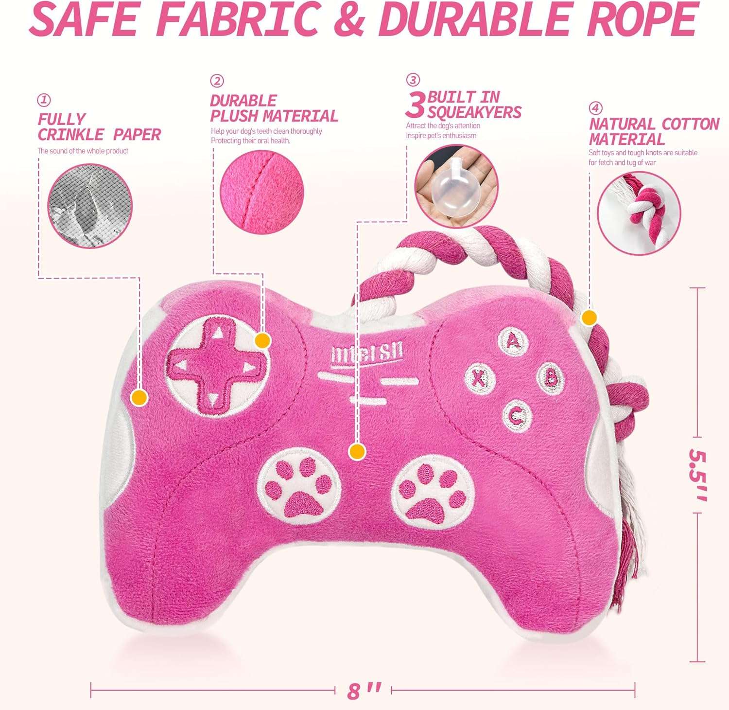 Juguete de peluche interactivo para perros con cuerda de algodon sonido y papel arrugado.