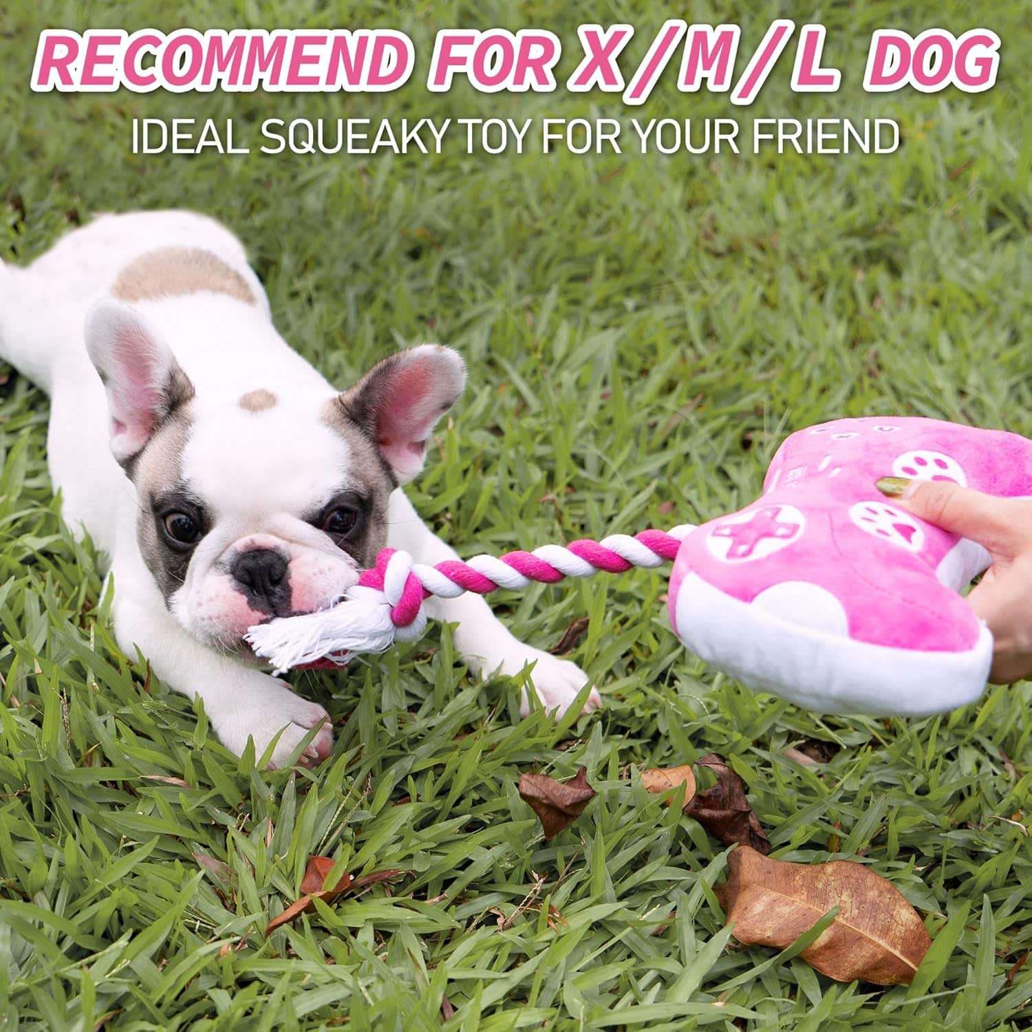 Juguete de peluche interactivo para perros con cuerda de algodon sonido y papel arrugado.