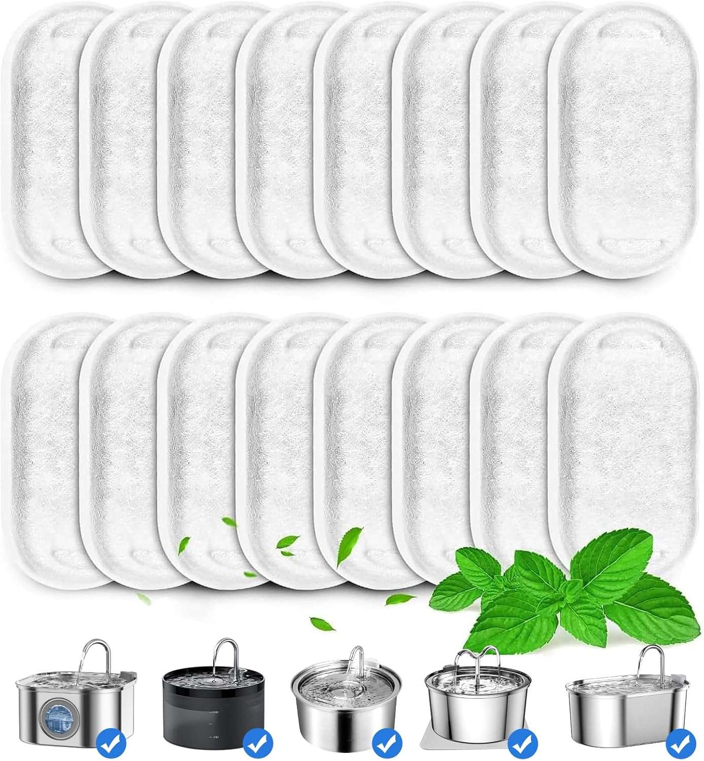 paquete de 16 filtros y esponjas de repuesto universales para fuentes de agua de acero inoxidable para gatos