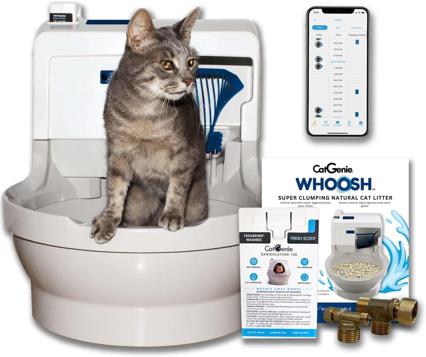 arenero automatico catgenie whoosh para gatos con sistema lavable al inodoro y control por aplicacion ideal para chile