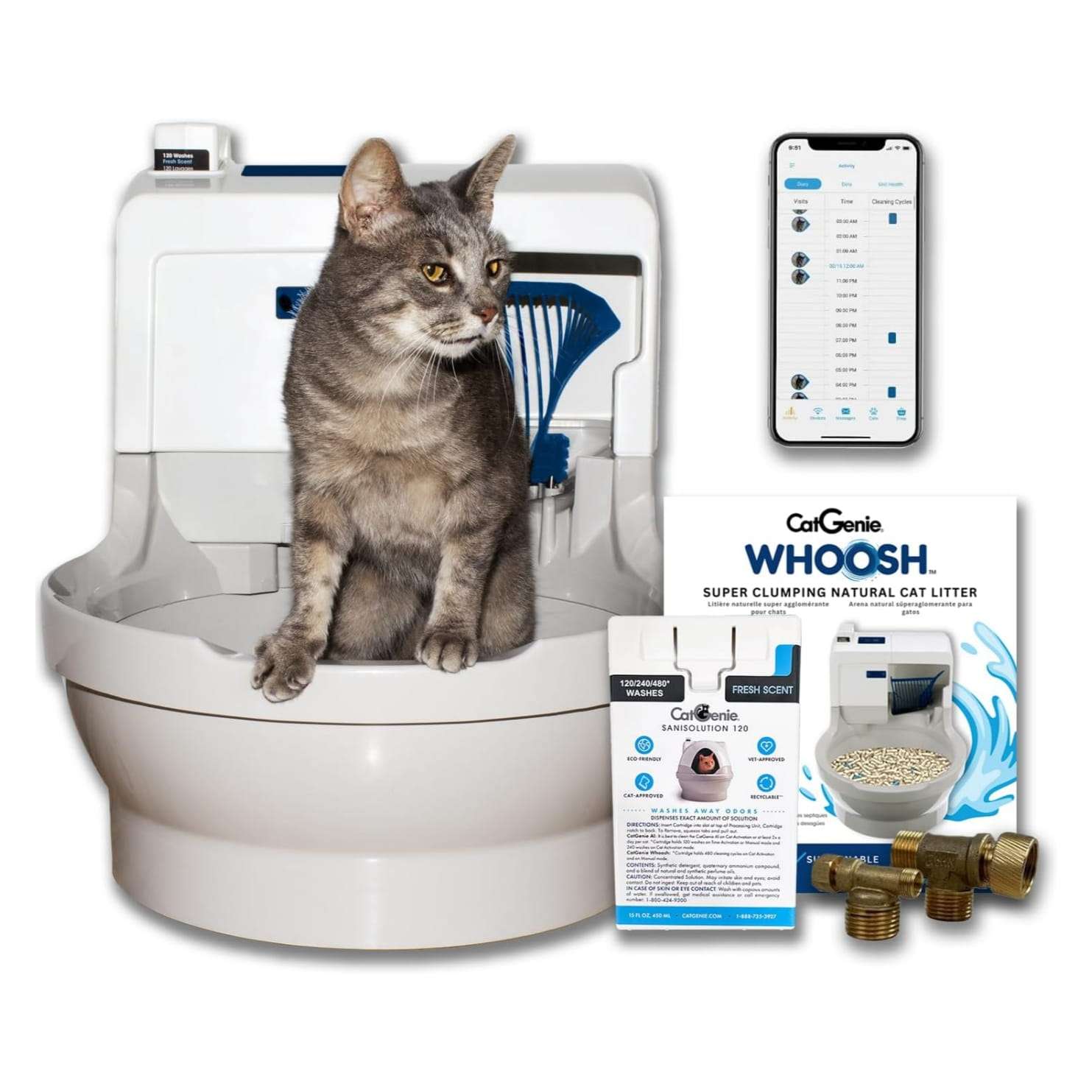 arenero automatico catgenie whoosh para gatos con sistema lavable al inodoro y control por aplicacion ideal para chile