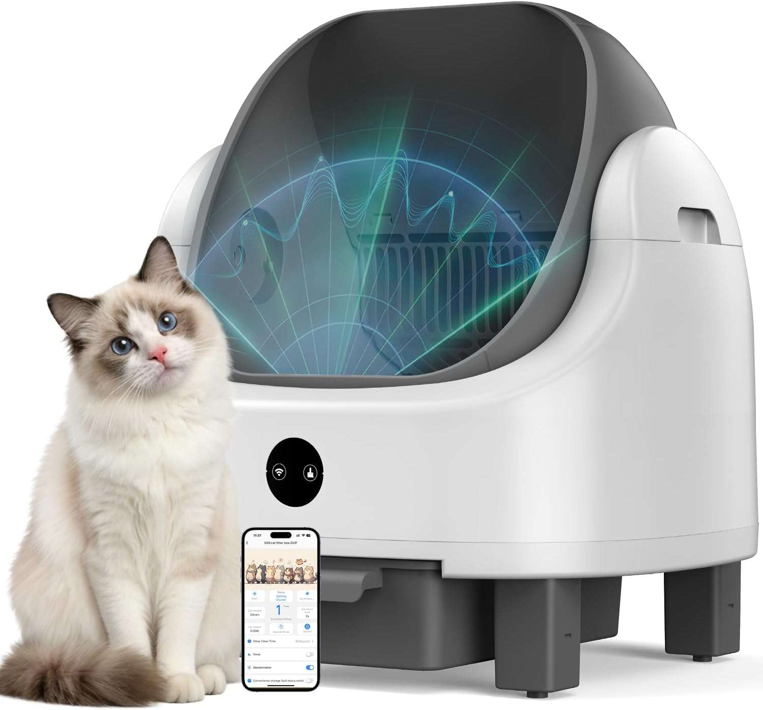 arenero automatico oroley para gatos autolimpiante con conexion wifi y sensores de seguridad ideal para chile