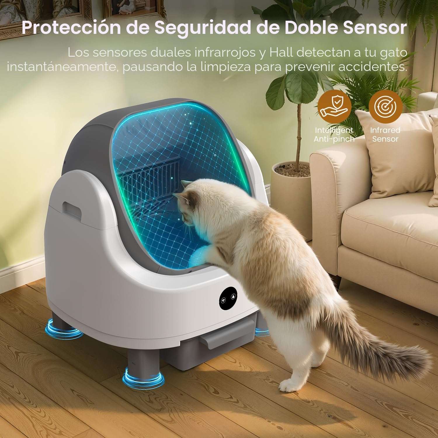 arenero automatico oroley para gatos autolimpiante con conexion wifi y sensores de seguridad ideal para chile
