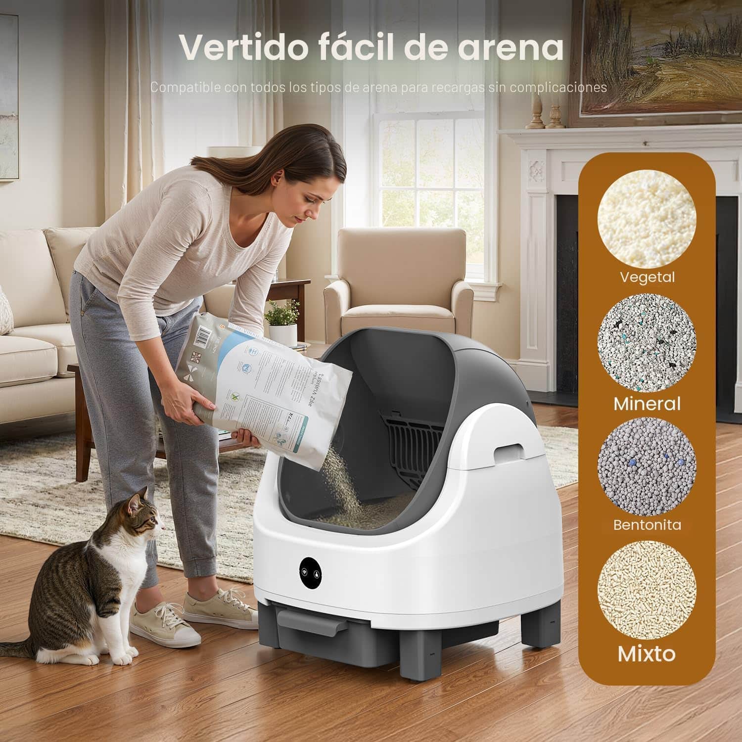 arenero automatico oroley para gatos autolimpiante con conexion wifi y sensores de seguridad ideal para chile