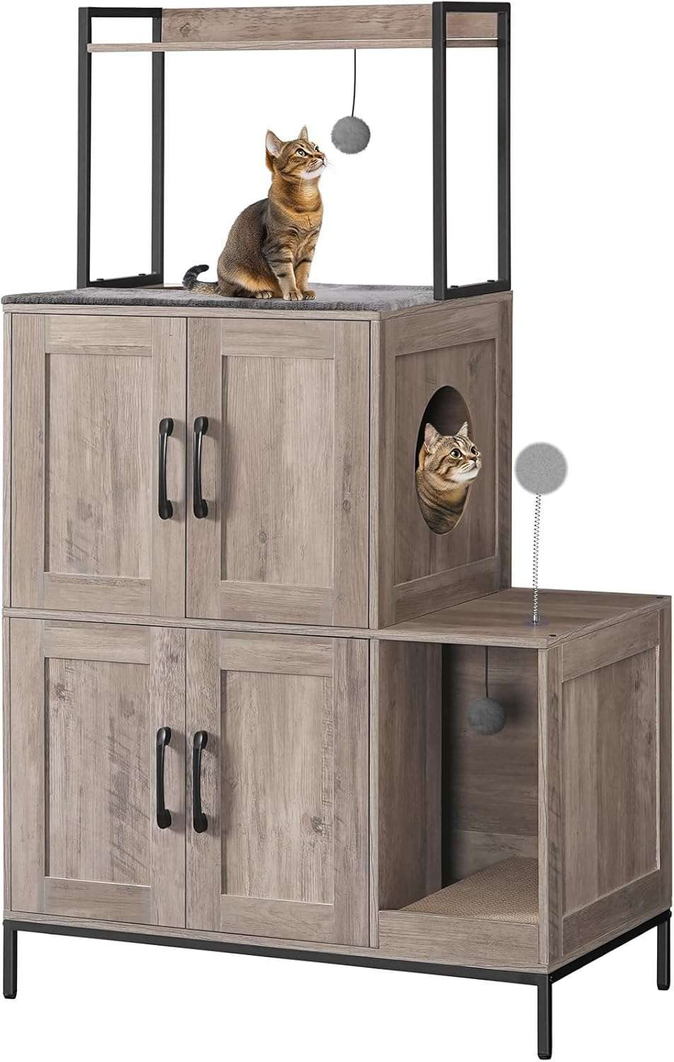 Arenero Mueble Decorativo Doble Nivel Estantes 78x45x134 cm - Imagen 8