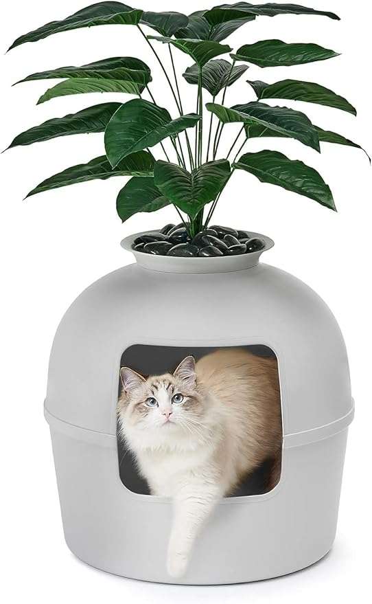 arenero oculto para gatos con diseño de macetero planta artificial y filtro de carbon de 5.08 centimetros en chile