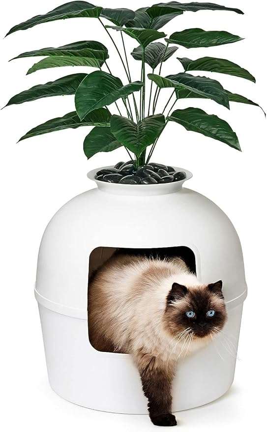 arenero oculto para gatos con diseño de macetero planta artificial y filtro de carbon de 5.08 centimetros en chile