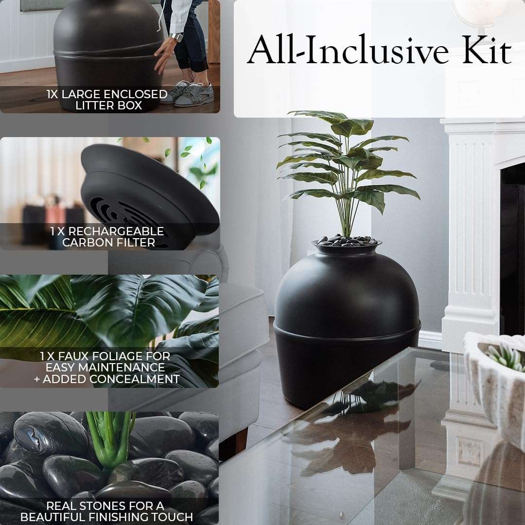 arenero oculto para gatos con diseño de macetero planta artificial y filtro de carbon de 5.08 centimetros en chile