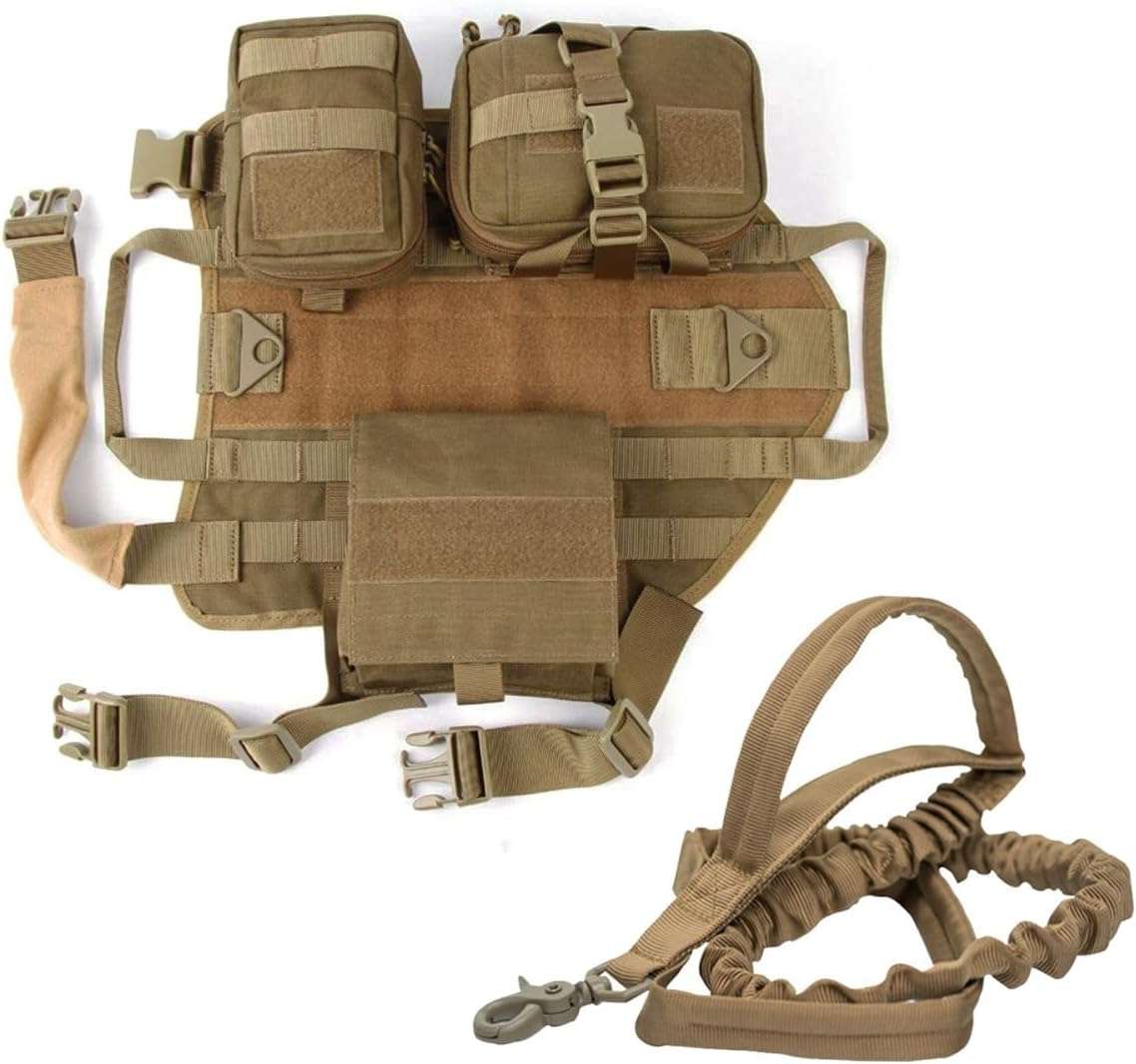 arnes tactico resistente para perros con bolsas molle y correa elastica ideal para entrenamiento en chile