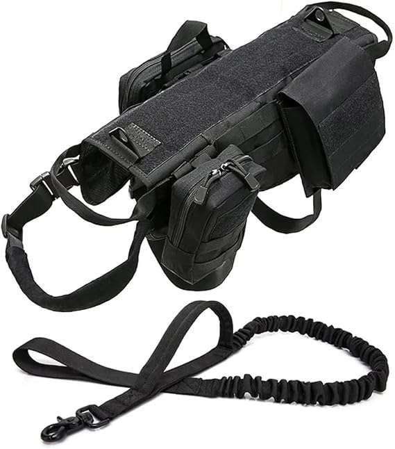 arnes tactico resistente para perros con bolsas molle y correa elastica ideal para entrenamiento en chile