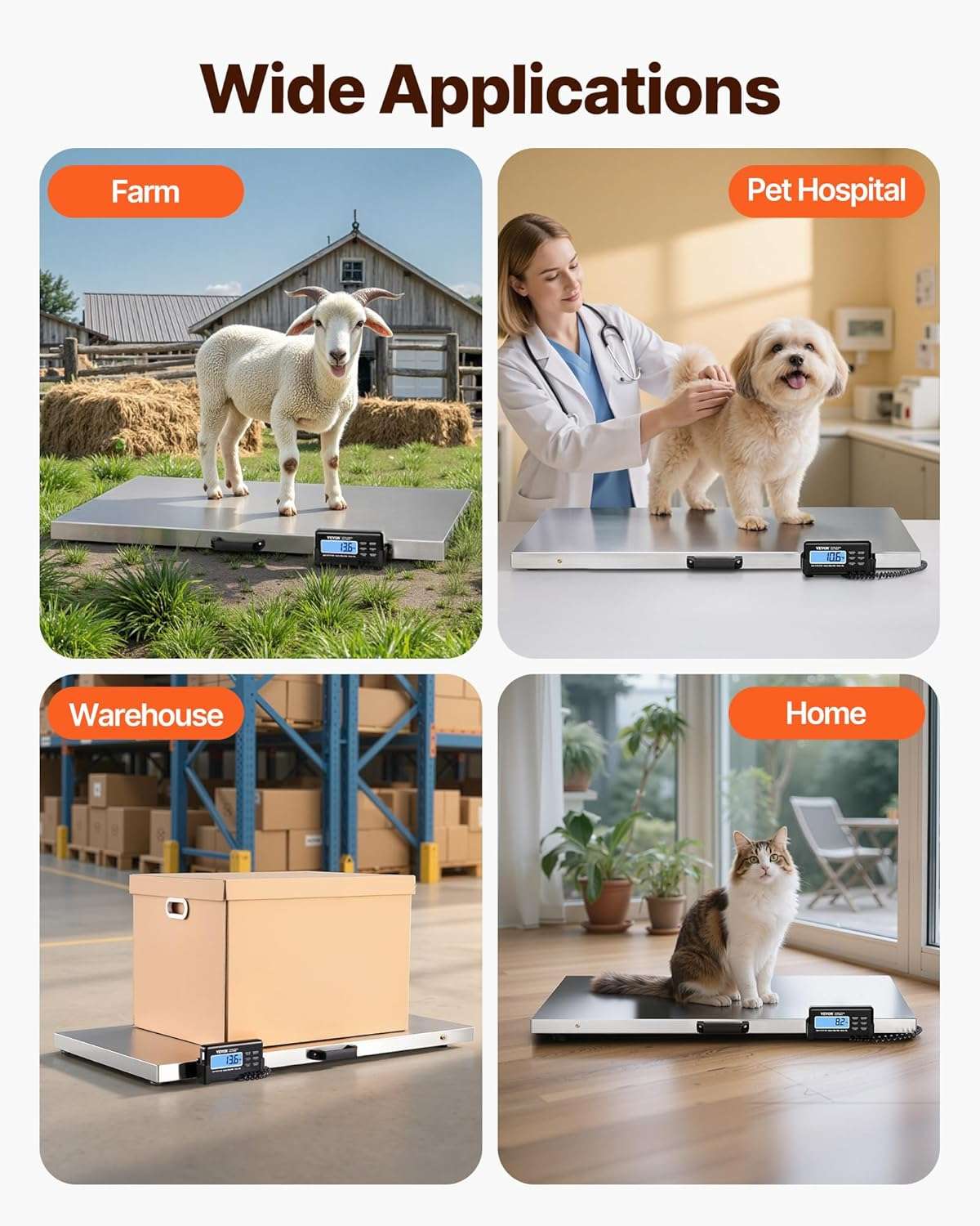 pesa digital de acero inoxidable vevor para ganado y mascotas con capacidad de 500 kilos y 110 por 52 centimetros ideal para chile