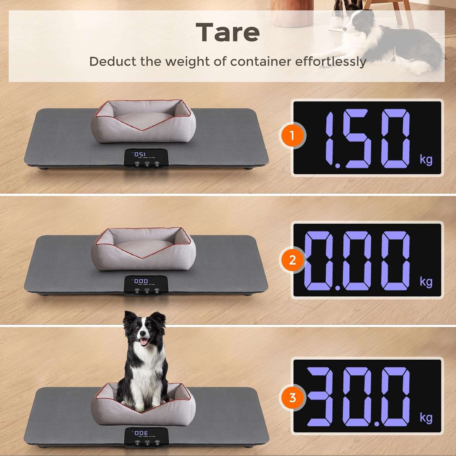pesa digital recargable para perros medianos con capacidad de 100 kilos y base de goma de 69 por 33 centimetros ideal para chile